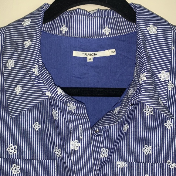 Tularosa Danielle Chambray Floral Printed Belted Romper - Picture 7 of 9